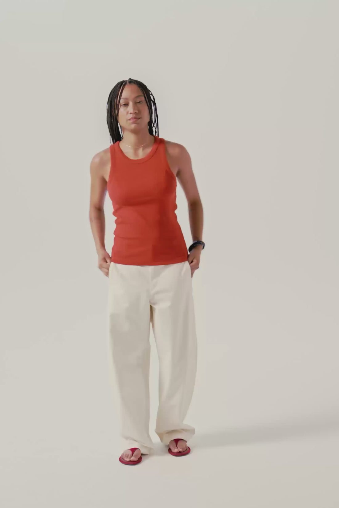 débardeur côtelé coton bio loom orange vidéo