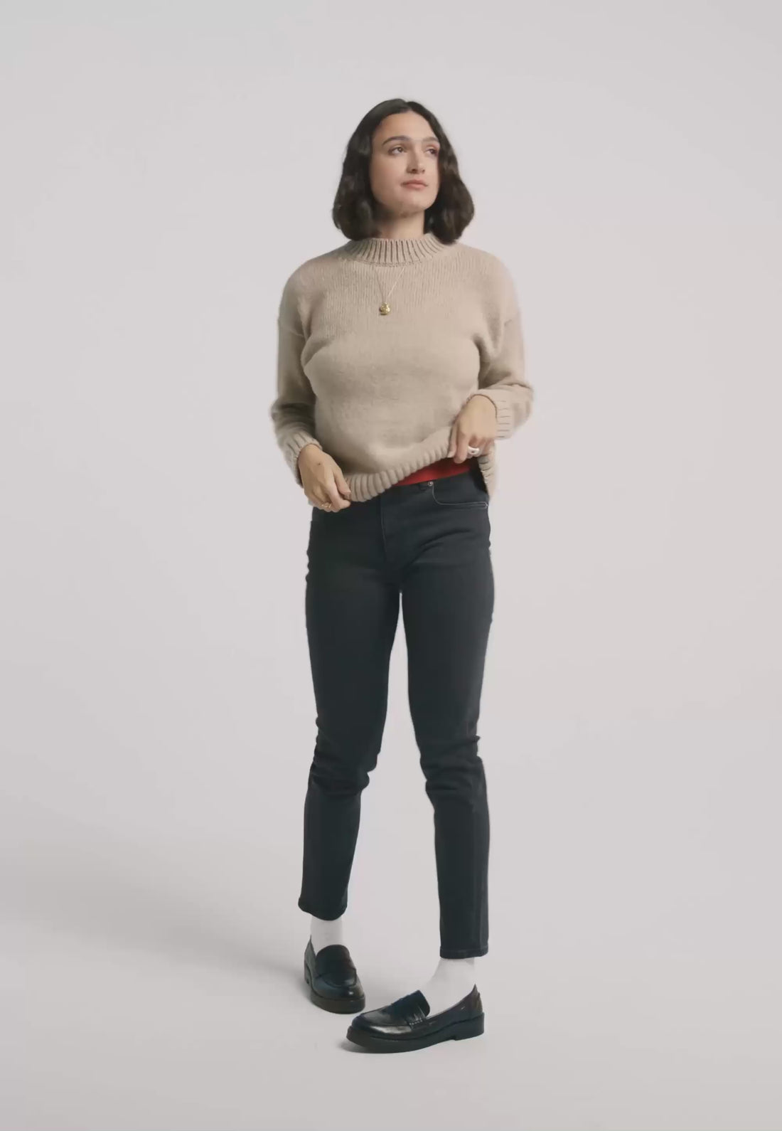 pull col montant laine bio loom beige