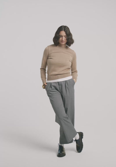 pull classique femme laine bio loom camel clair