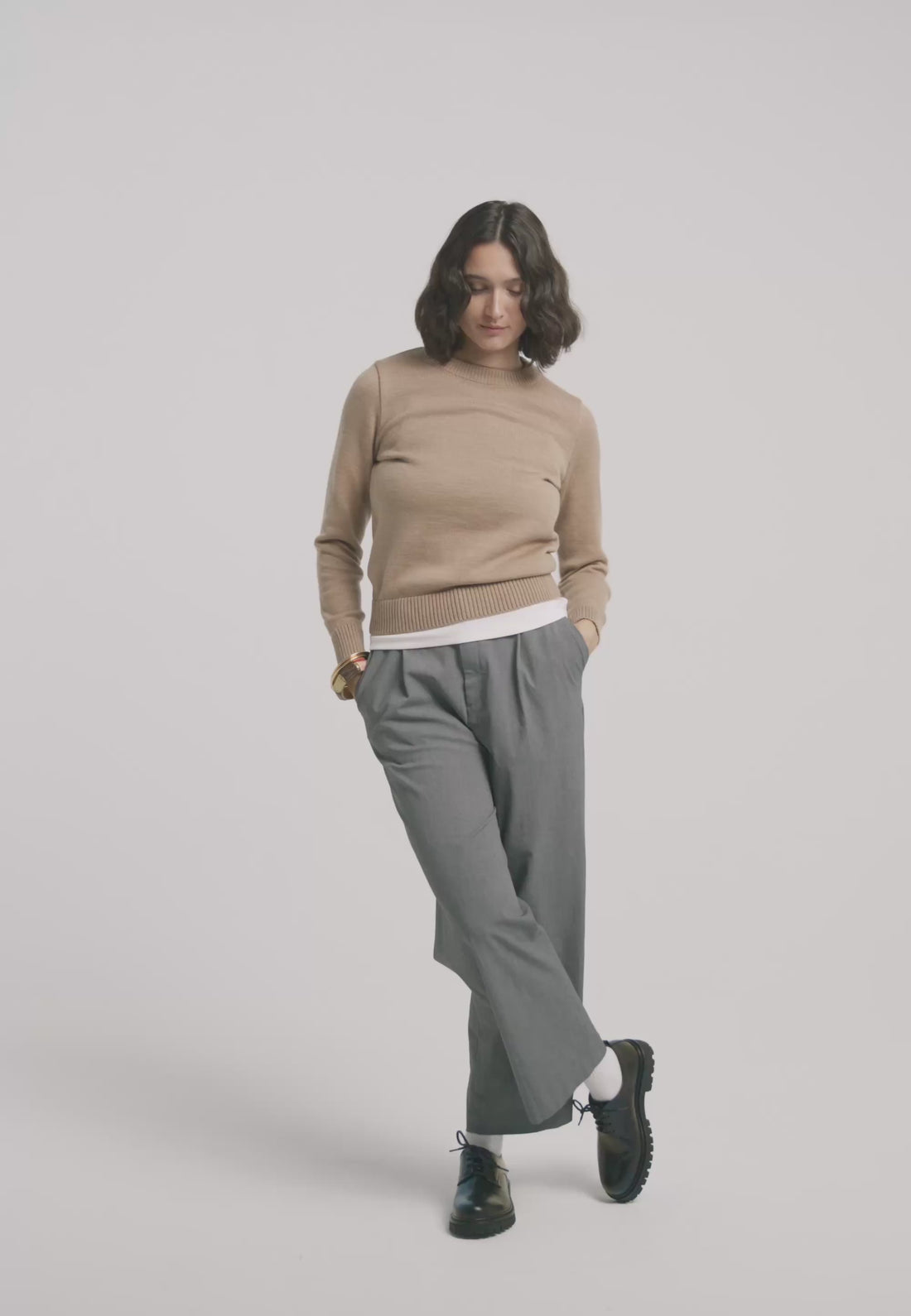 pull classique femme laine bio loom camel clair