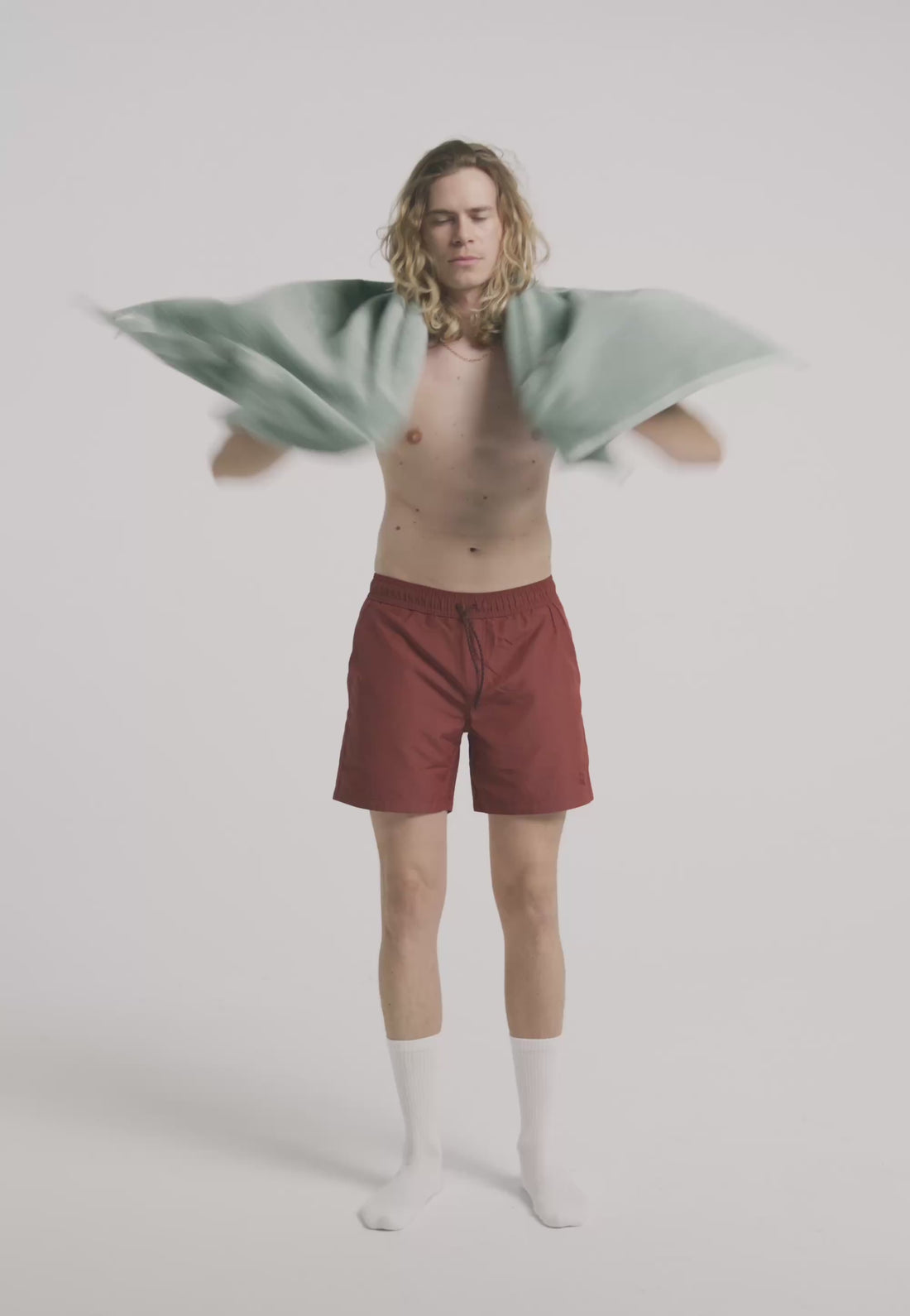 serviette de bain coton bio loom vert d'eau