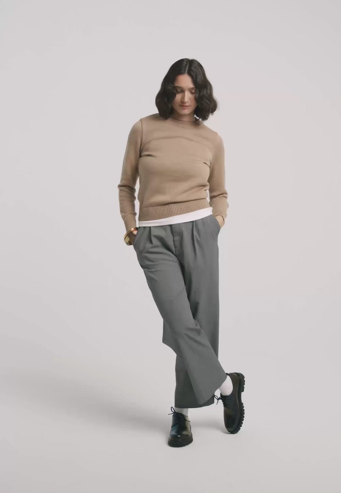 pull classique femme laine bio loom camel clair