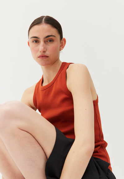 le débardeur côtelé coton bio loom orange