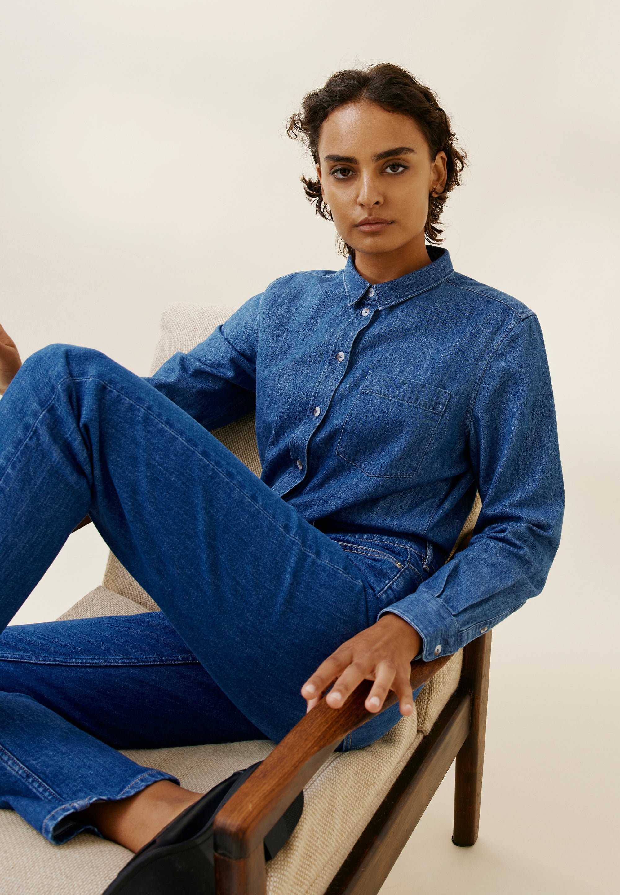 chemise en jean femme loom bleu moyen look