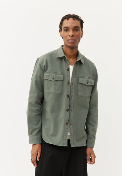 surchemise en coton bio loom vert sauge face