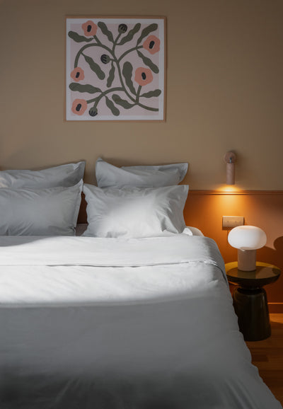 drap housse coton bio loom gris perle lit entier