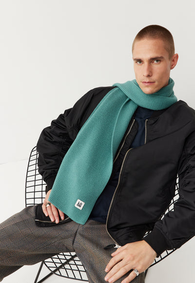 echarpe laine bio loom vert d'eau 2