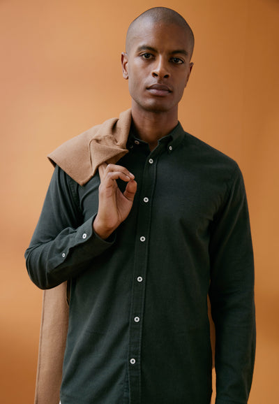 chemise en flanelle kaki sans poche face