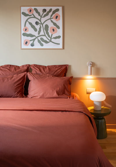 drap housse coton bio loom terracotta lit entier