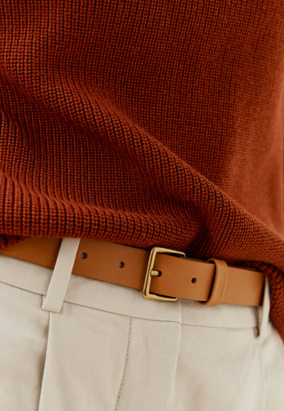 la ceinture fine loom naturel main