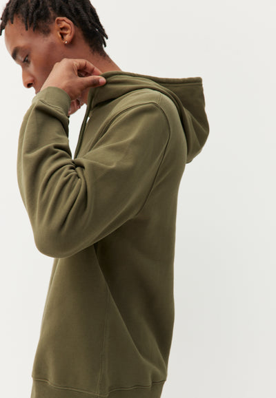 sweat a capuche coton bio loom kaki main-1