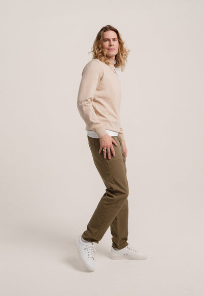 pantalon workwear coton bio loom kaki clair en pied